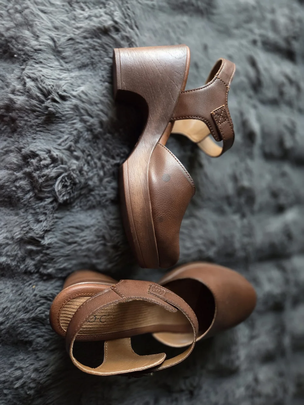 Bprn Brown Leather Platform Sandal with Buckle